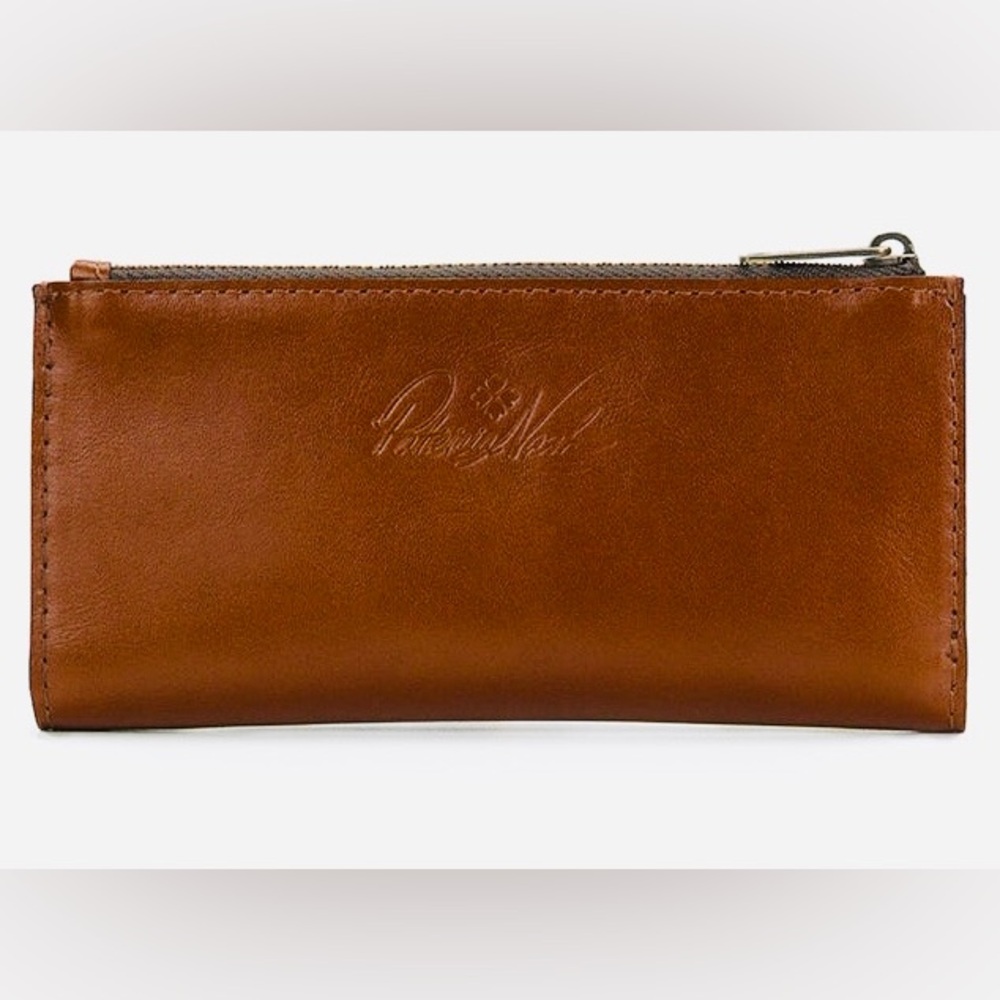 Patricia Nash Nazari Cognac Brown Leather RFID Wallet with Zip and Snap - Picture 7 of 10